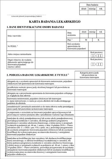 Badania lekarskie na prawo jazdy
