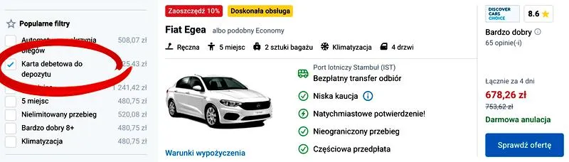 Koszty wynajmu samochodu